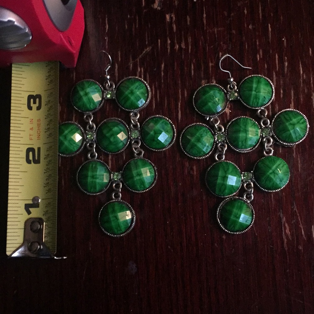 Emerald green statement earrings costume jewelry